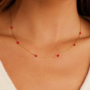 Gorjana  Chain Necklace with Red heart  Accents